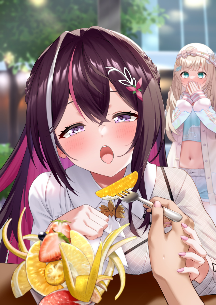 1other, aqua_hair, aqua_shirt, ascot, azki_(4th_costume)_(hololive), azki_(hololive), backwards_hat, baseball_cap