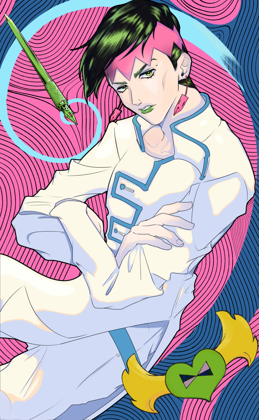 1boy, absurdres, belt, blue_belt, coat, collarbone, commentary, commentary_request