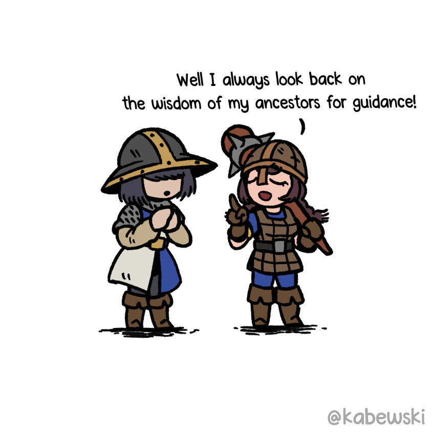 2girls, :o, absurdres, age_of_empires_(series), age_of_empires_ii, armor, belt, black_hair