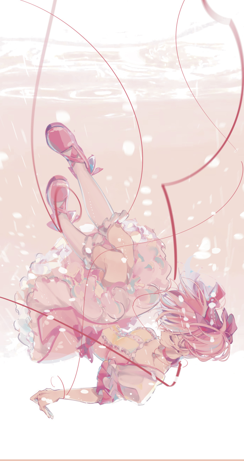 13165075695, 1girl, absurdres, closed_eyes, closed_mouth, highres, kaname_madoka, kneehighs