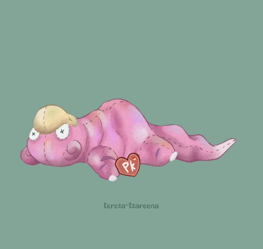 artist_name, beanie_babies, english_commentary, highres, lying, no_humans, on_back, pokemon