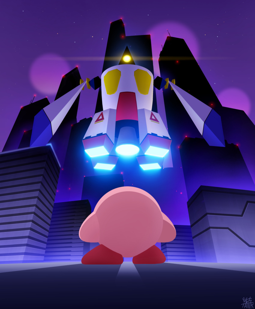 colored_skin, from_behind, highres, hr-h, kirby, kirby_(series), kirby_64, looking_at_another