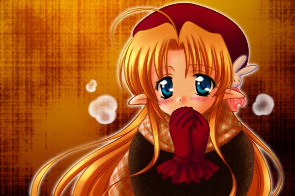 1girl, 2000s_(style), ahoge, bad_id, beret, black_sweater, blue_eyes, blush