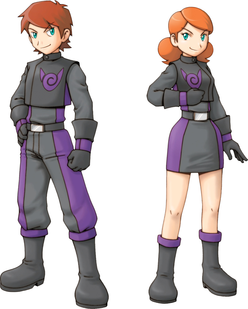 1boy, 1girl, aqua_eyes, artist_request, belt, black_belt, black_boots, black_dress