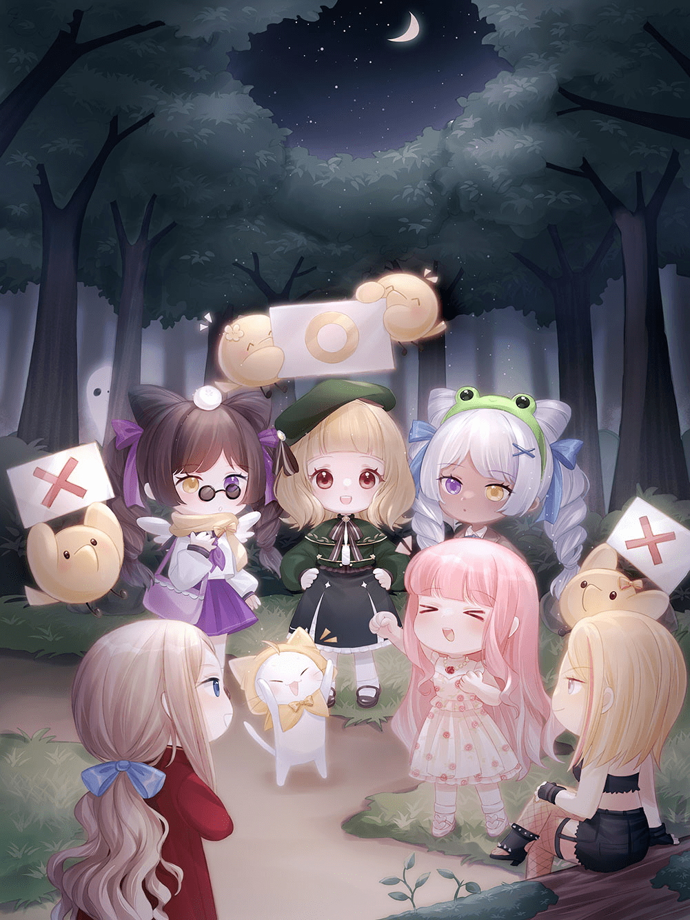 >_<, 6+girls, :o, ^_^, amt_hardballer_longslide, angel_wings, animal, animal_hairband