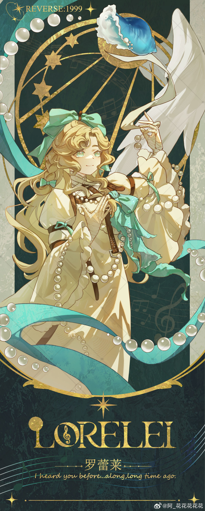 1girl, a_huahuahuahuahua, absurdres, aqua_bow, aqua_eyes, bandaged_hand, bandages, blonde_hair
