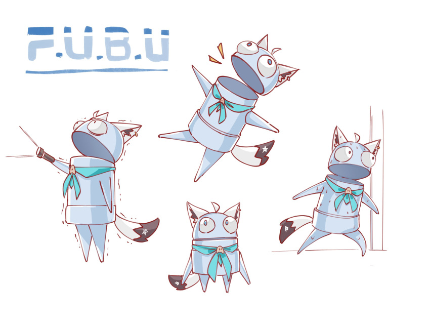 1other, ahoge, animal_ear_piercing, animal_ears, aqua_neckerchief, blue_pupils, commentary, cosplay
