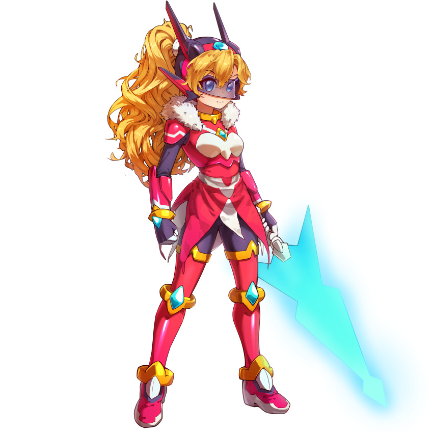 1girl, absurdres, alternate_costume, alternate_hairstyle, armor, blonde_hair, blue_eyes, body_armor