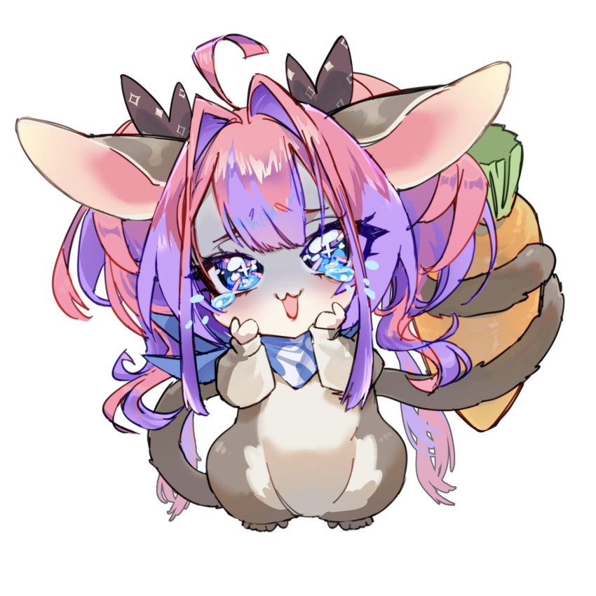 :3, :d, animal, animalization, bandana, bandana_around_neck, blue_bandana, blue_eyes