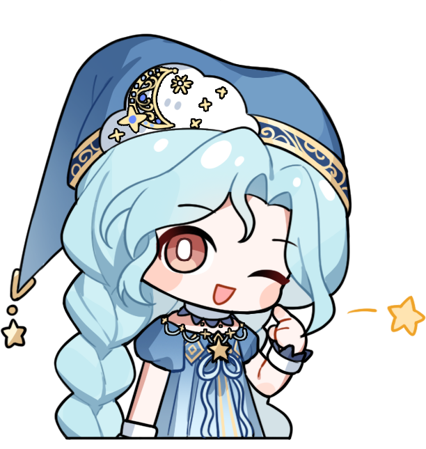 1girl, artist_request, blue_dress, blue_hat, blue_ribbon, blush_stickers, bright_pupils, brooch