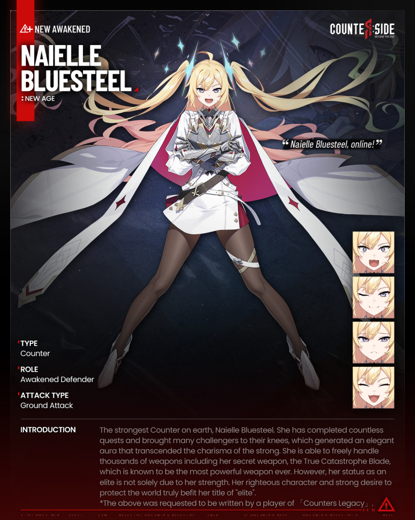 >:), 1girl, :d, ;), ^_^, ahoge, armor, armored_boots