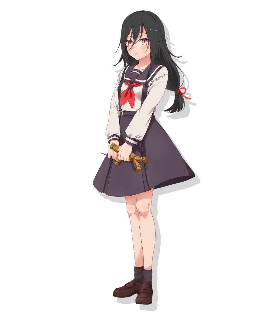 1girl, black_hair, full_body, glasses, hair_between_eyes, hair_ornament, hairclip, highres