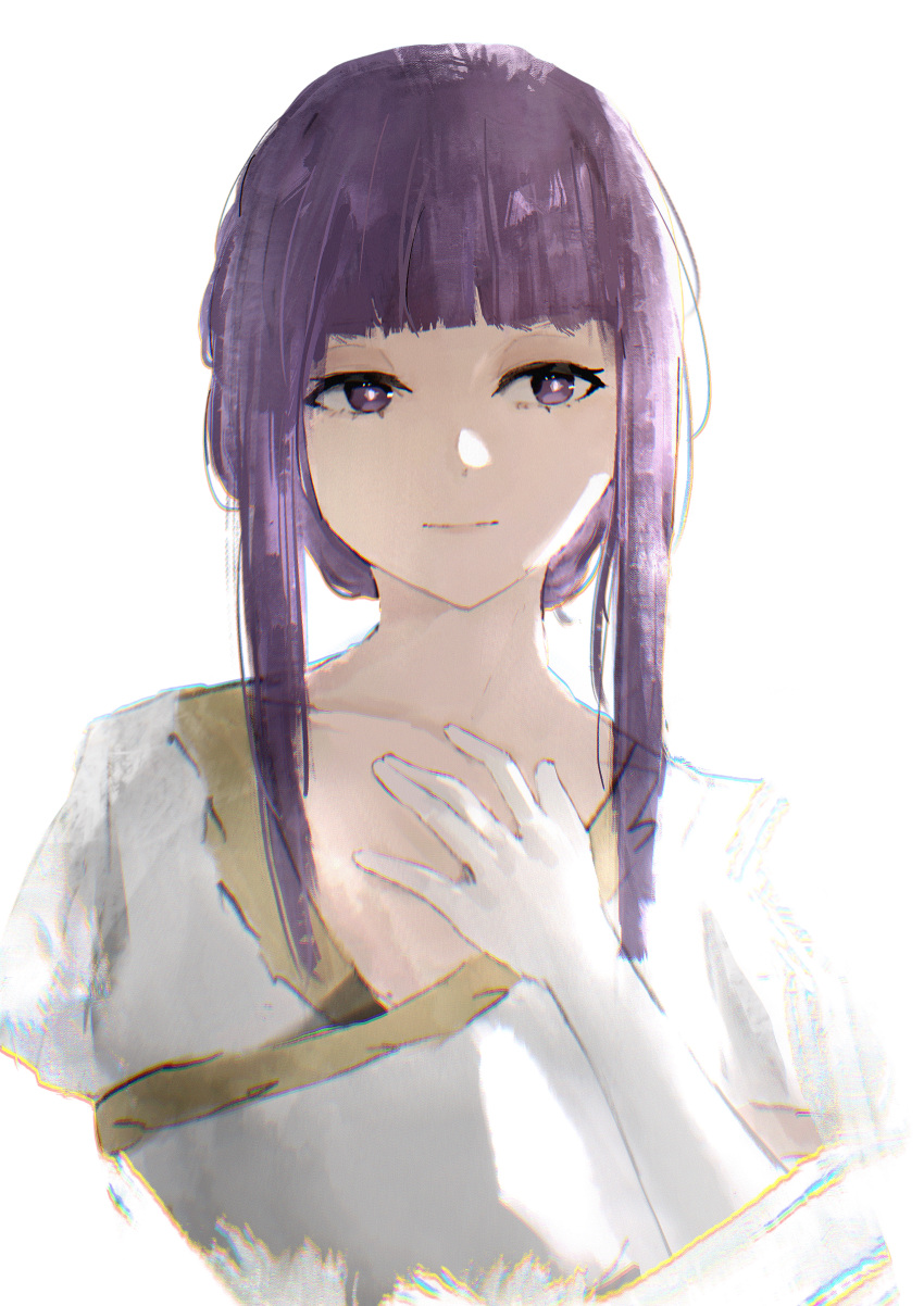 1girl, absurdres, alternate_hairstyle, bright_pupils, closed_mouth, collarbone, cropped_torso, dress