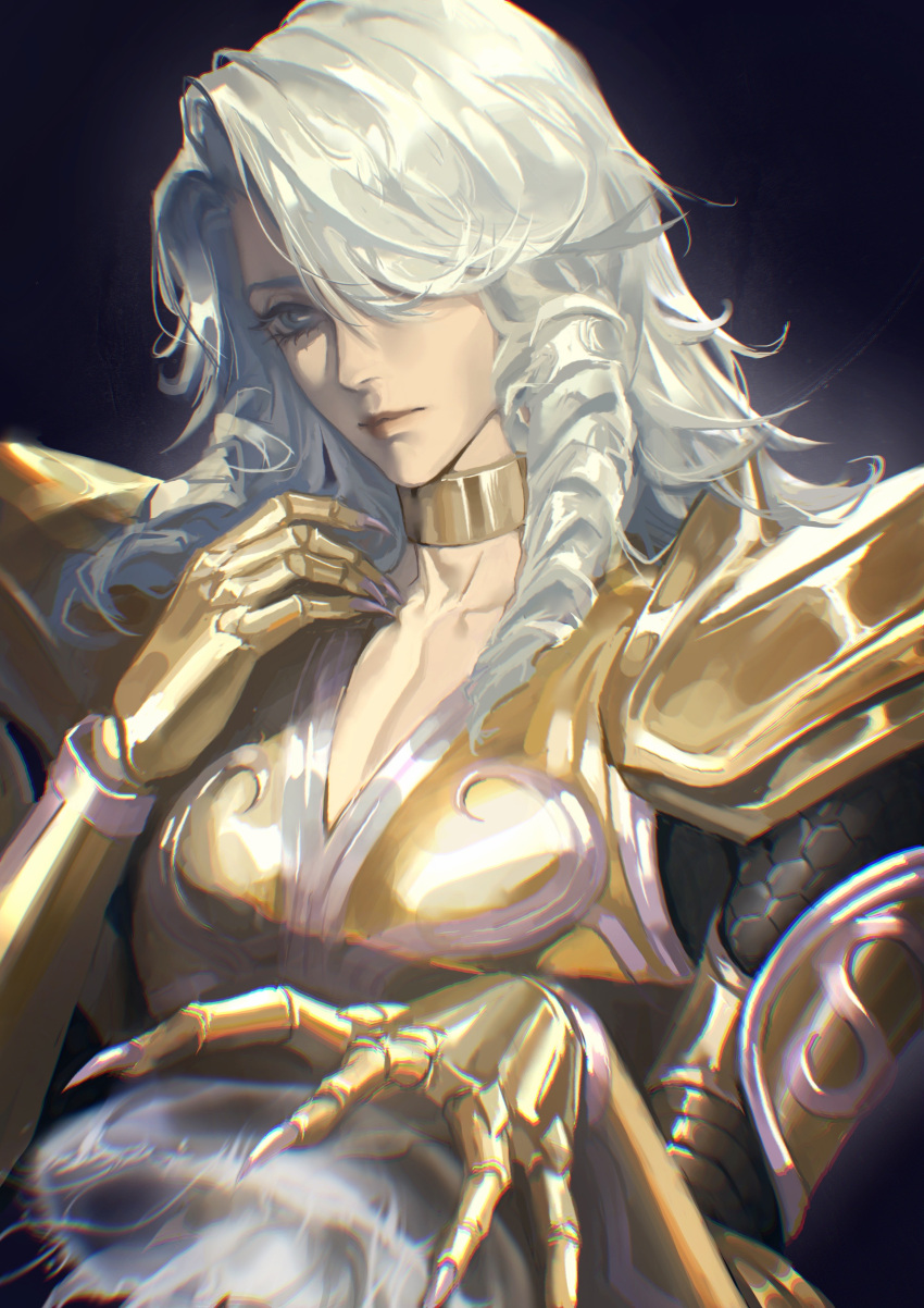 1girl, 632698090, absurdres, armor, blue_eyes, blue_hair, drill_hair, drill_sidelocks