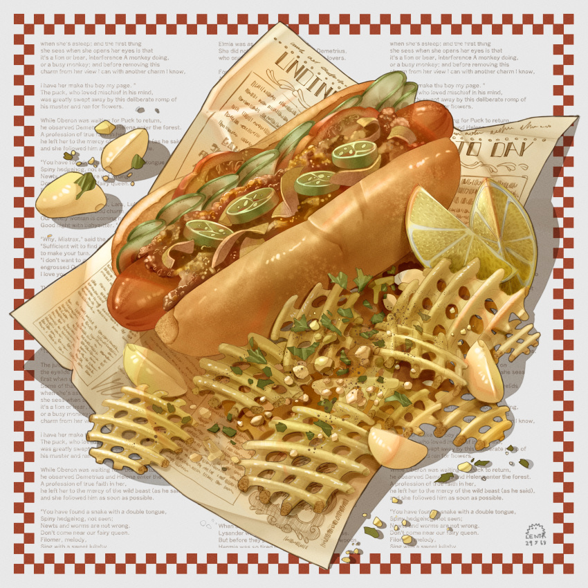 absurdres, chili_dog, english_commentary, english_text, food, food_focus, highres, hot_dog