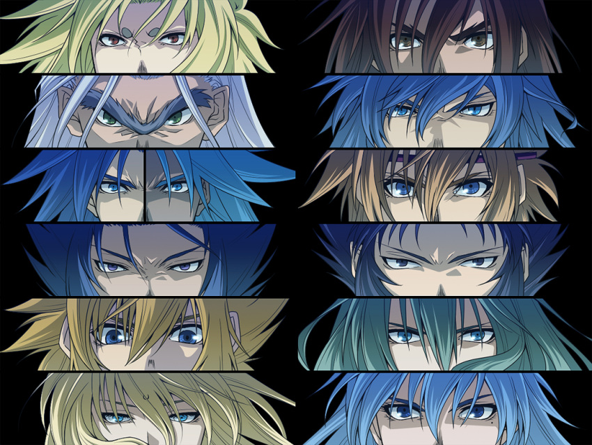 6+boys, aquarius_degel, aries_shion, blonde_hair, blue_eyes, blue_hair, cancer_manigoldo, capricorn_el_cid