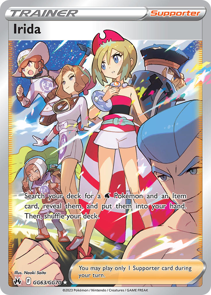 3boys, 3girls, adjusting_clothes, adjusting_headwear, arm_behind_back, artist_name, bandana, bare_shoulders