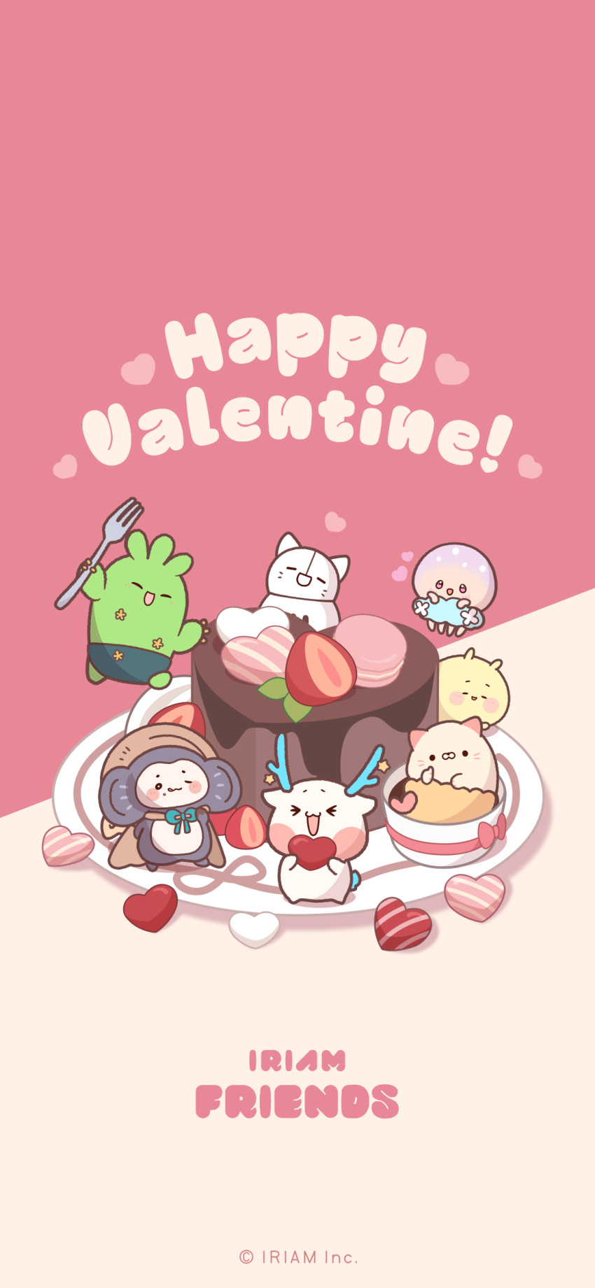 >_<, absurdres, antlers, bukucha_(iriam), cake, chocolate_cake, commentary, copyright_name