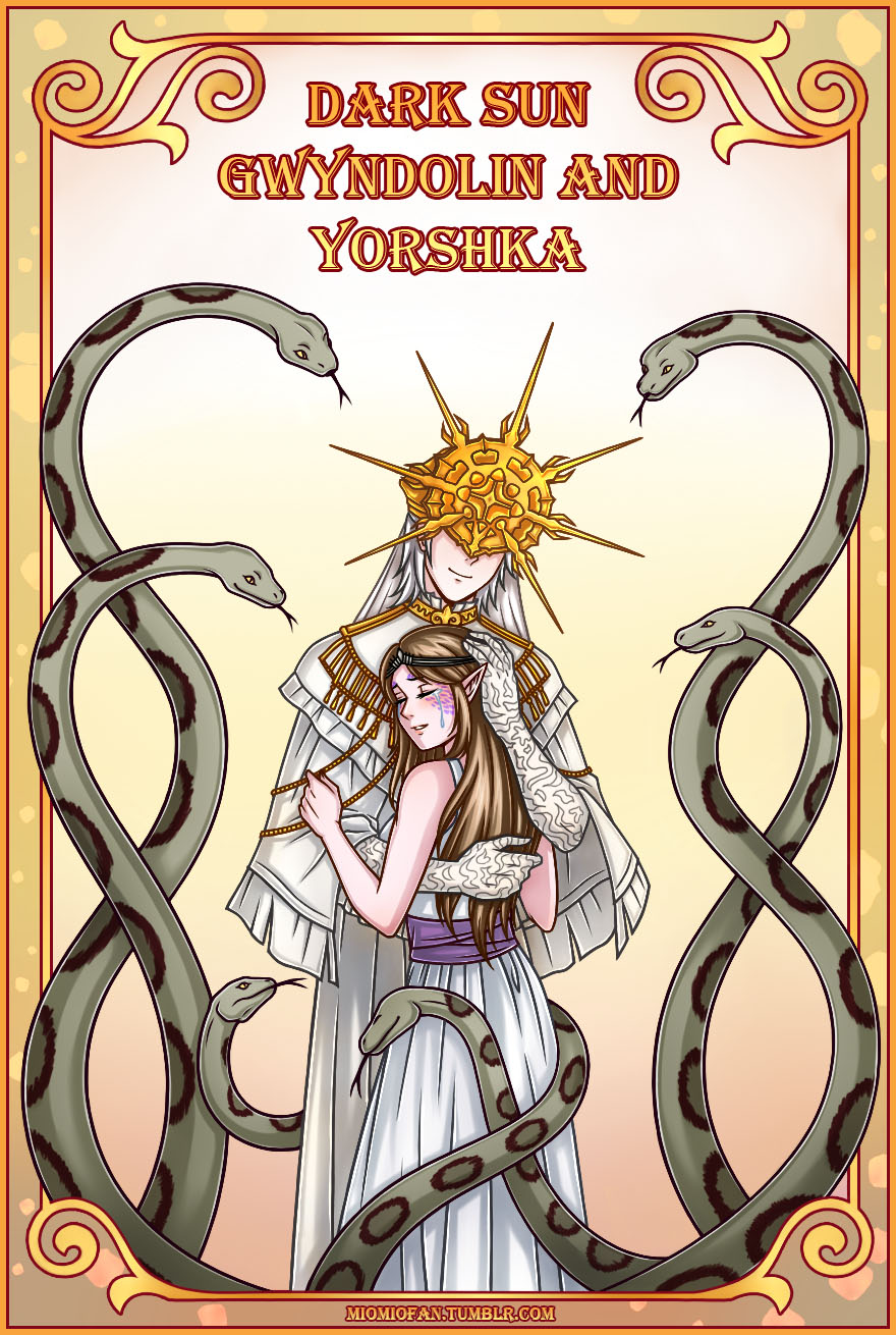 1boy, 1girl, bare_shoulders, blush, brown_hair, closed_eyes, closed_mouth, company_captain_yorshka
