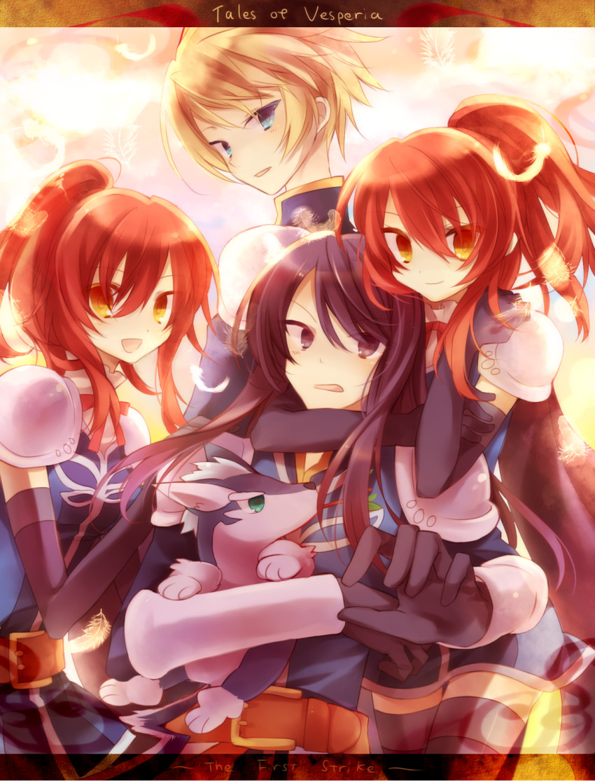 2girls, chastel_aiheap, flynn_scifo, highres, hisuka_aiheap, ibara_riato, male, multiple_boys