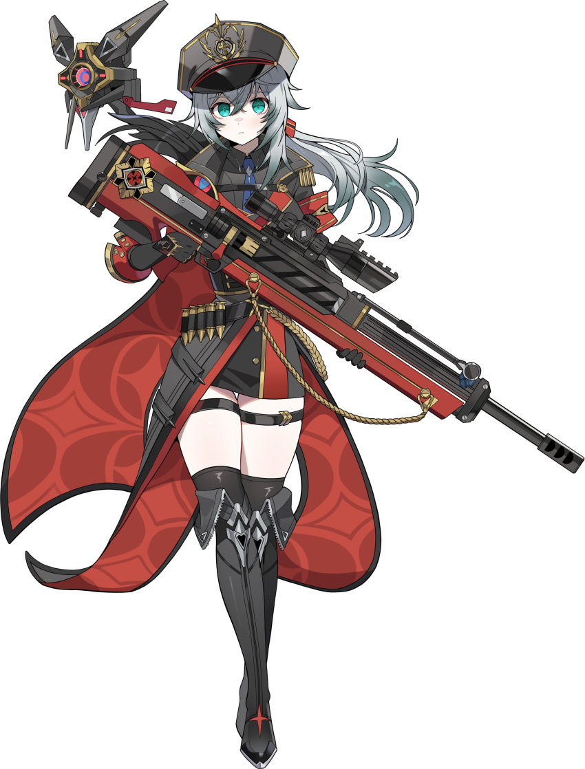 absurdres, black_survival, black_thighhighs, boots, dalgam12, drone, eternal_return:_black_survival, green_eyes