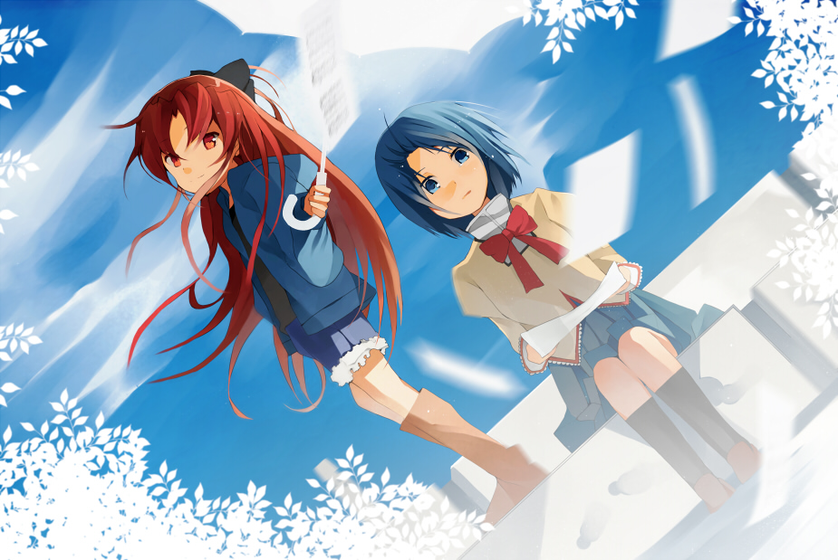 bad_id, black_kneehighs, black_legwear, blue_eyes, blue_hair, boots, bow, dutch_angle