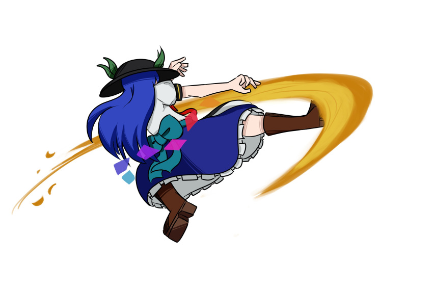 1girl, akatsuki_(akatsuki_en-eins), akatsuki_blitzkampf, avian_zebra, black_hat, blue_hair, blue_skirt, boots