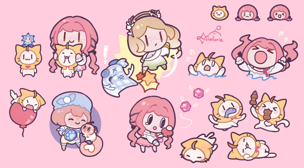 !, >_<, 1girl, ^^^, ahoge, animal, apron, asphyxiation