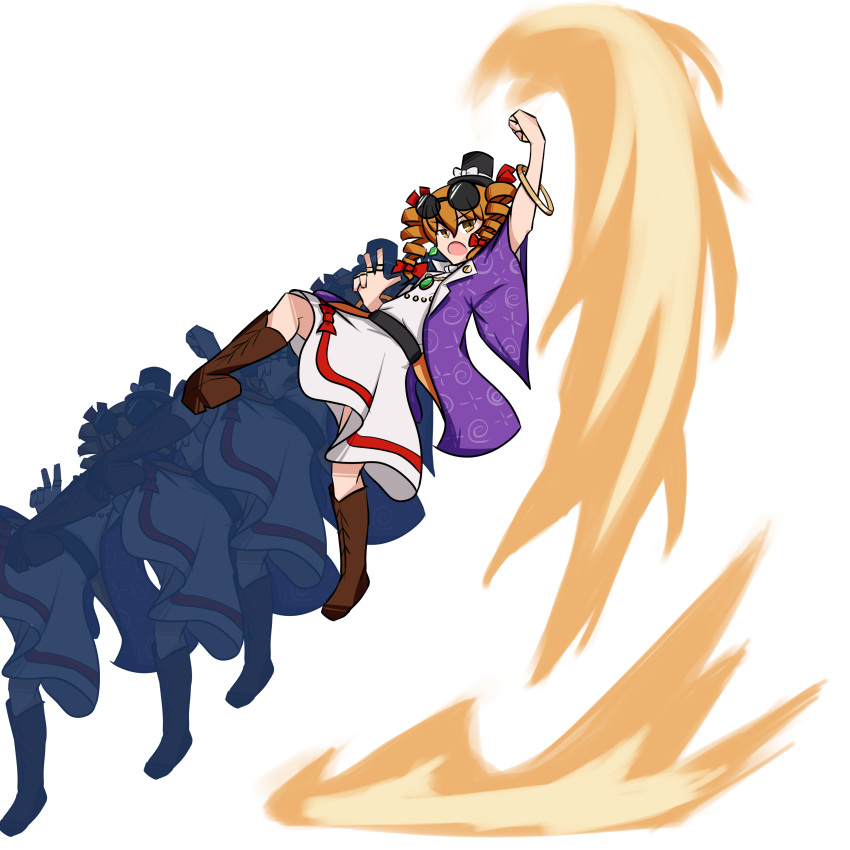 1girl, absurdres, avian_zebra, black_hat, blazblue, boots, bracelet, brown_boots
