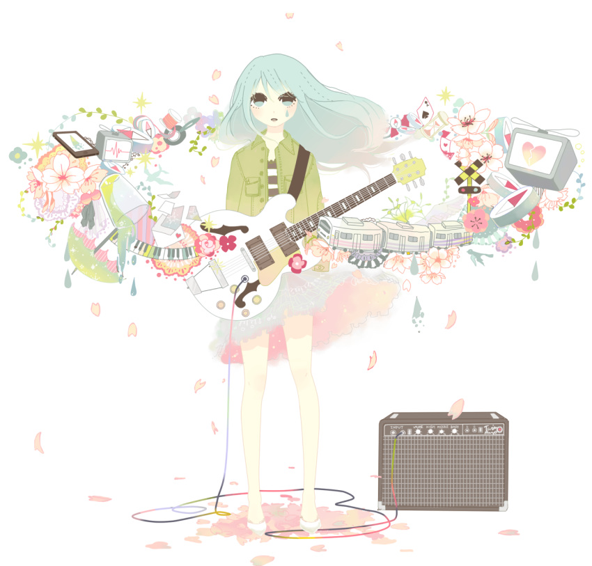 bad_id, guitar, hatsune_miku, highres, instrument, keyboard, keyboard_(instrument), miya_(48ne)