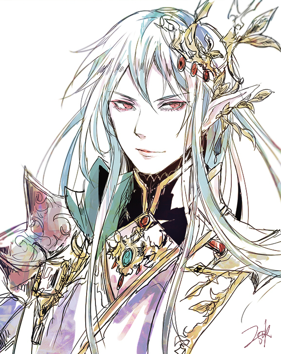 1boy, aqua_hair, chaos_oberon_(grimms_notes), closed_mouth, grimms_notes, hair_ornament, long_hair, male_focus