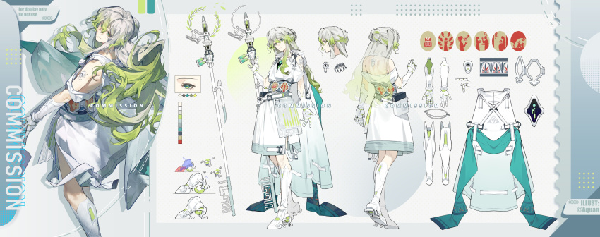 1girl, absurdres, aquan_error, bare_shoulders, boots, cape, closed_mouth, commission