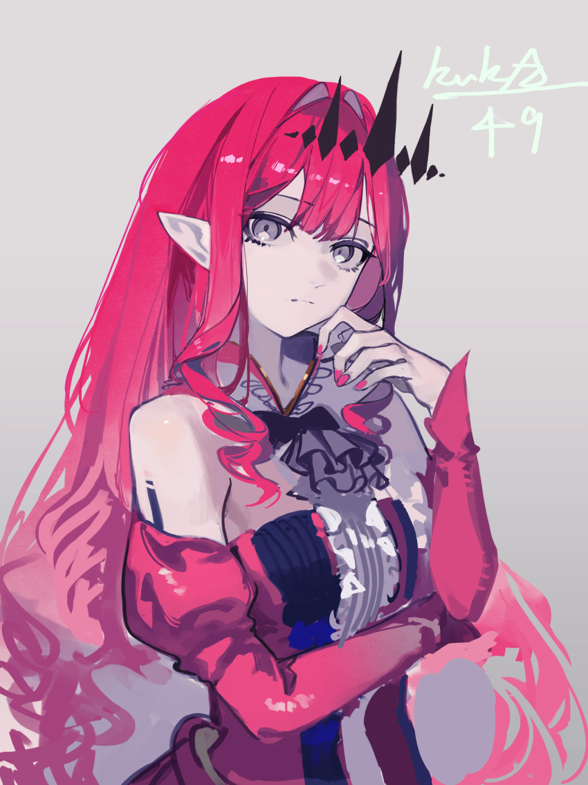 1girl, absurdres, baobhan_sith_(fate), baobhan_sith_(first_ascension)_(fate), bare_shoulders, closed_mouth, detached_sleeves, dress