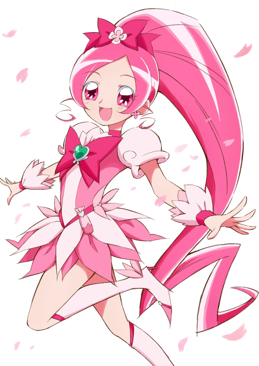 1girl, :d, aizawa_zawapo, blush, boots, bottle, bow, brooch