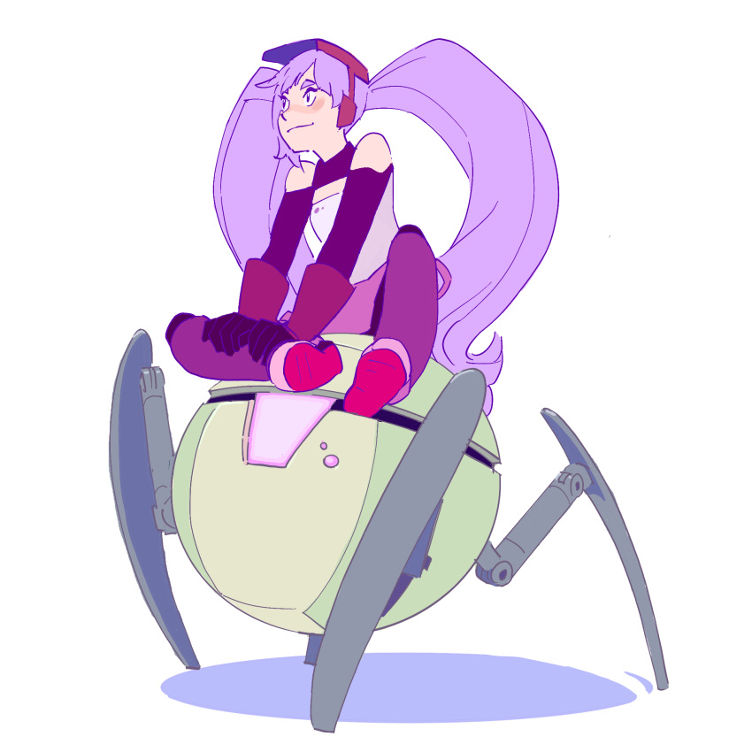 1girl, 55bata6rou, black_gloves, entrapta, full_body, gloves, hands_on_own_leg, highres