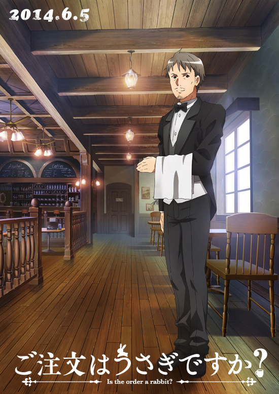 1boy, anime_coloring, arm_at_side, bar_(place), beard_stubble, black_bow, black_bowtie, black_pants