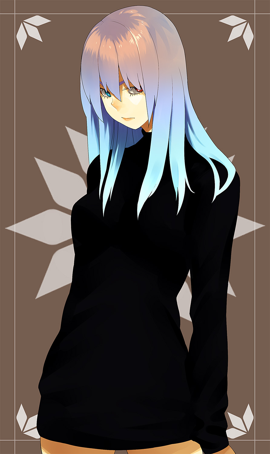 gradient_hair, hama2224, heterochromia, highres, long_hair, multicolored_hair, original, solo, sweater, sweater_dress