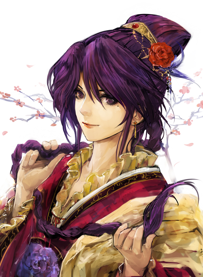 braid, bust, chinese_clothes, flower, fushigi_yuugi, hair_flower, hair_ornament, hanfu