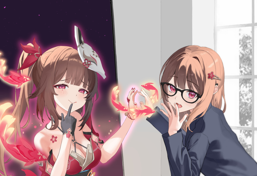 1girl, absurdres, bare_shoulders, black_jacket, blazer, breasts, brown_hair, choker