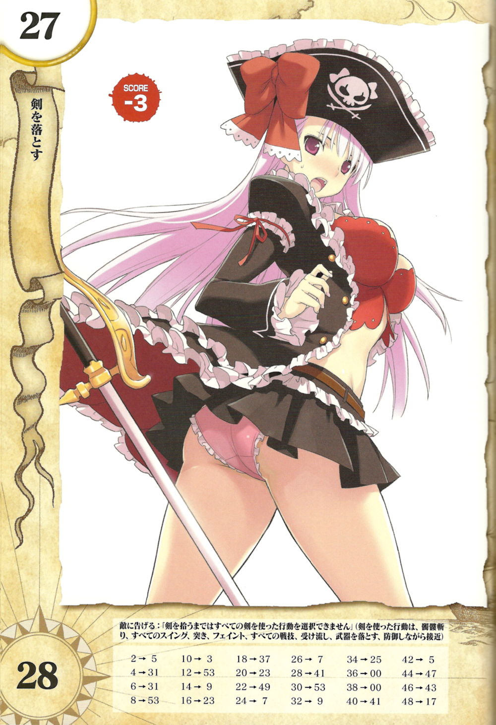 ass, belt, blush, bow, breasts, bustier, captain_liliana, frilled_panties