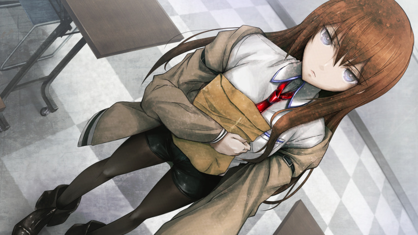1girl, arm_garter, belt, black_boots, black_pantyhose, black_shorts, blue_eyes, boots