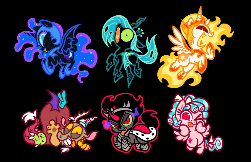 animal_focus, black_background, cape, chibi, chibi_only, commentary, cozy_glow, cutie_mark