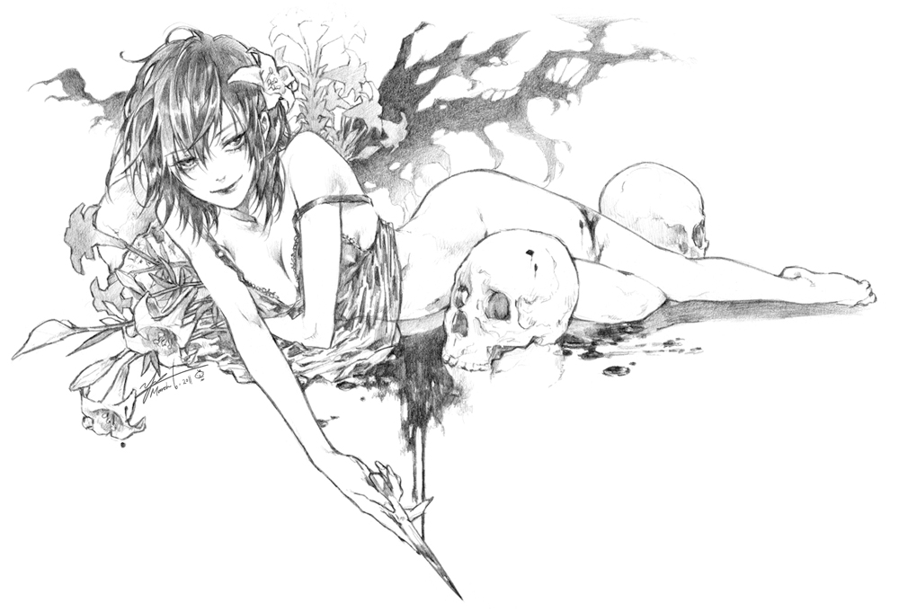 blood, bottomless, breasts, camisole, censored, cleavage, convenient_censoring, face