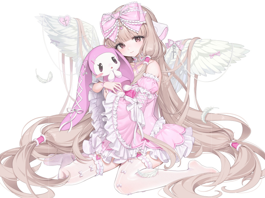 1girl, absurdres, android, angel_wings, atashi_(chobits), bare_shoulders, blonde_hair, blush
