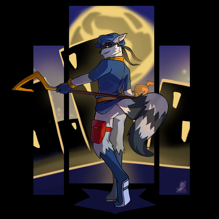 1boy, animal_ears, artist_logo, artist_name, blue_hat, blue_shirt, blue_shoes, boots