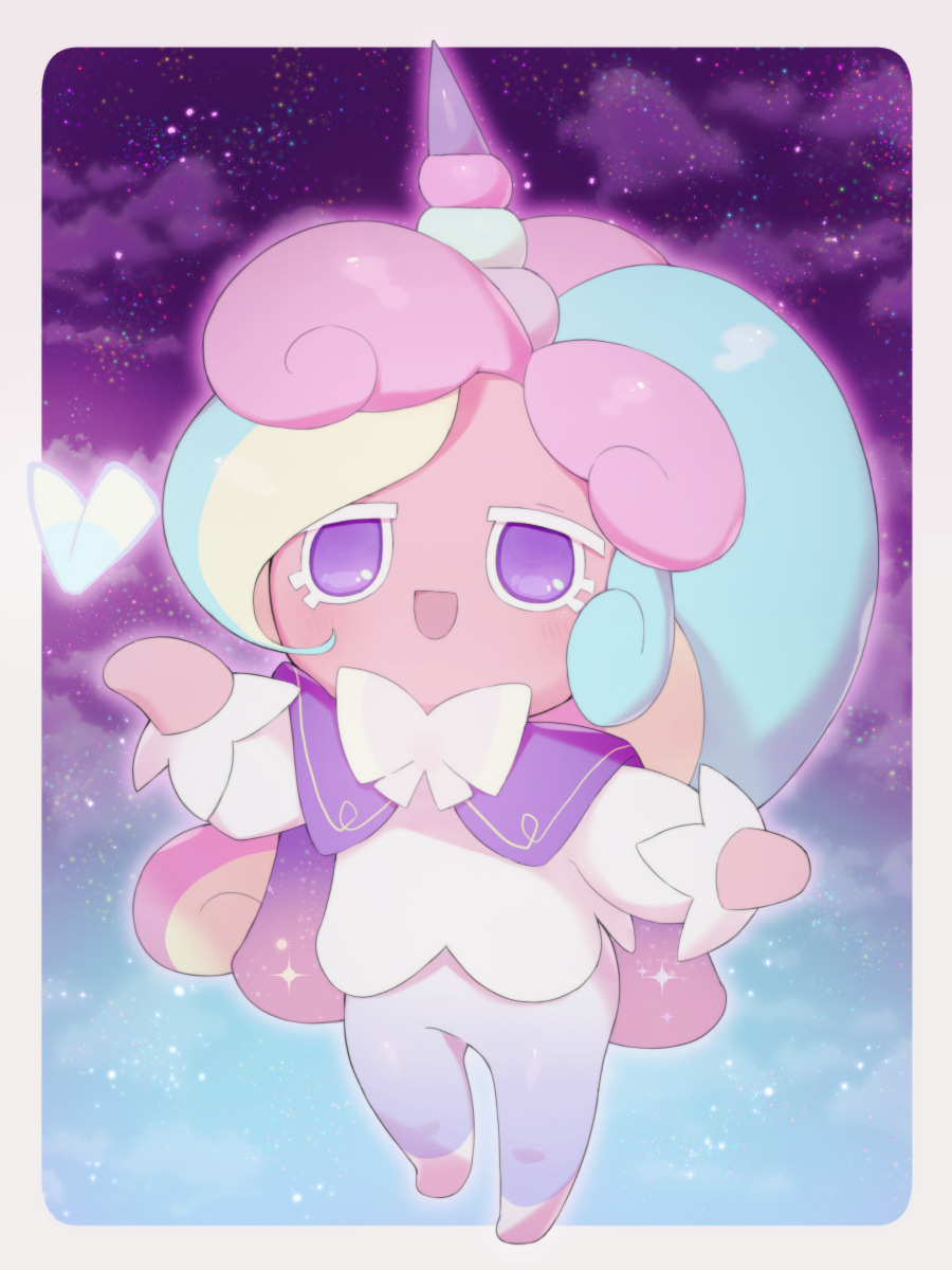 1other, androgynous, blonde_hair, blue_hair, blush, border, bow, bug