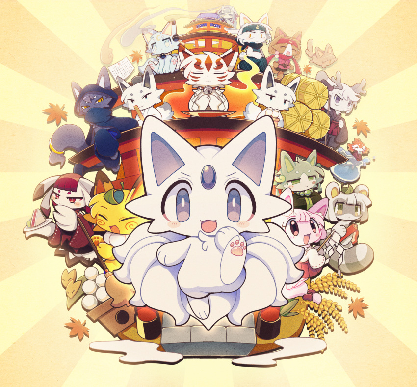 1other, 6+boys, 6+girls, androgynous, animal_ears, animal_feet, animal_hands, antlers
