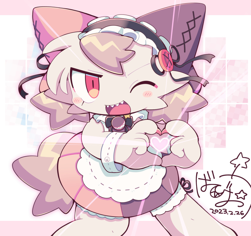 1boy, animal_ears, apron, babio_(makemon!), bayachao, blush, brown_hair, buttons