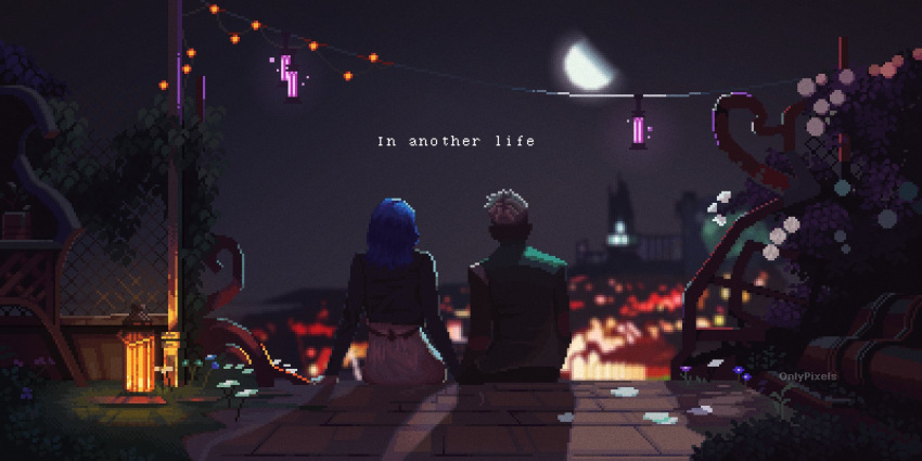 1boy, 1girl, arcane:_league_of_legends, background_request, black_jacket, blue_hair, blurry, blurry_background