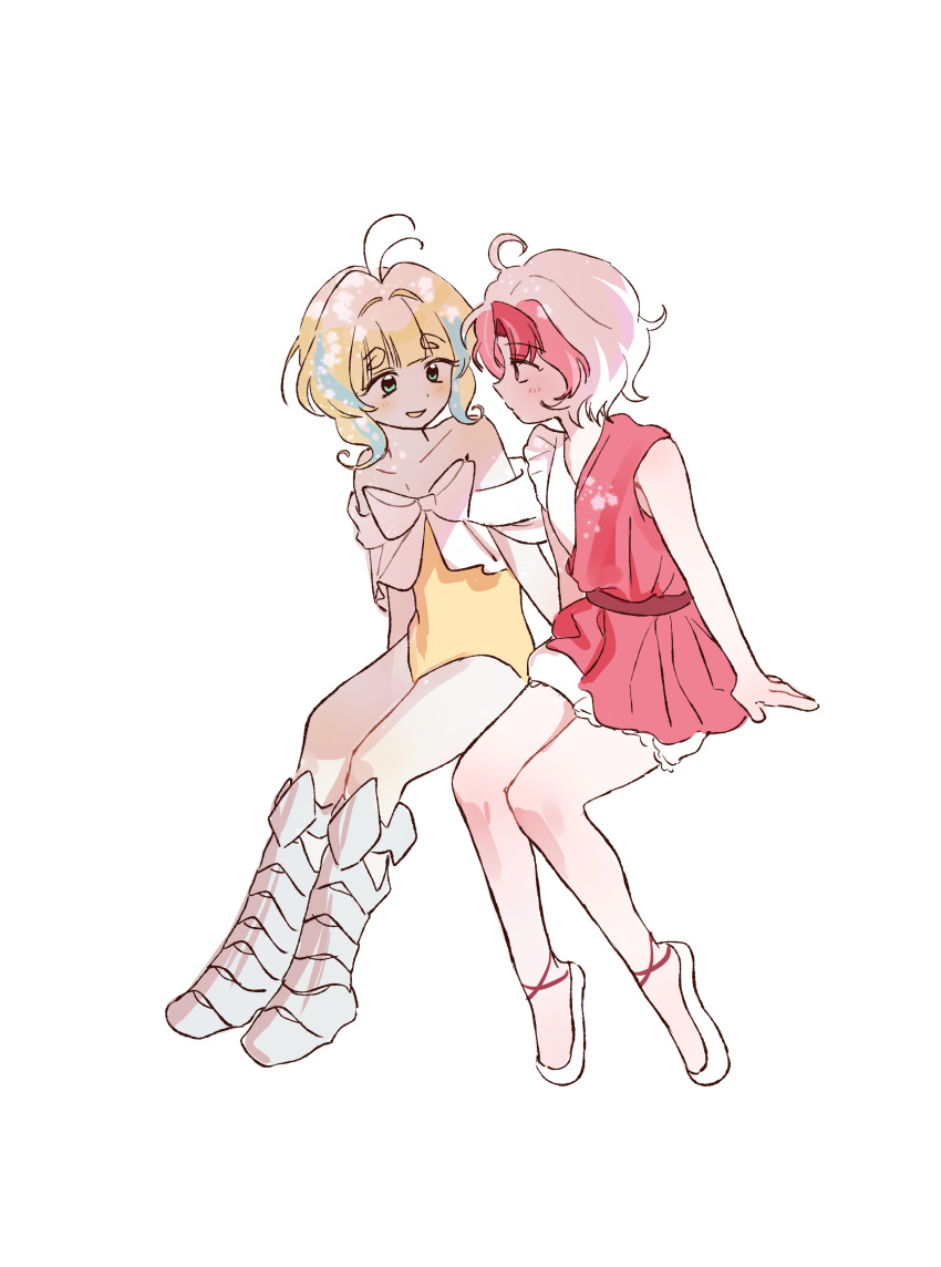 1boy, 1girl, absurdres, antenna_hair, armored_boots, blonde_hair, blush, boots